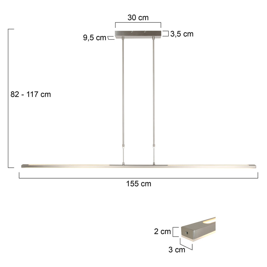 Hanglamp Zelena 7971ST stalen LED-lamp met regelbaar licht