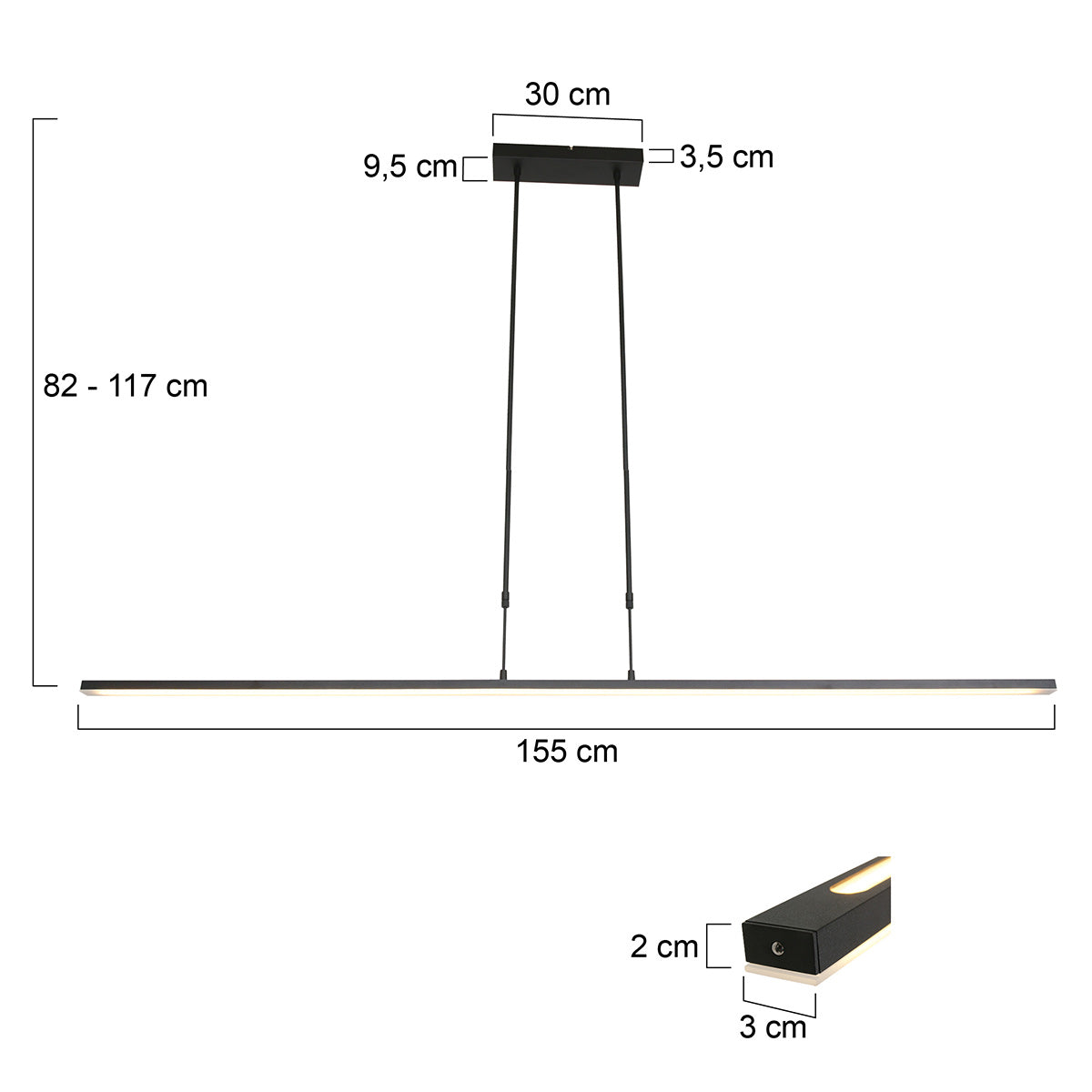 Hanglamp Zelena 7971ZW zwarte LED-lamp met instelbaar licht