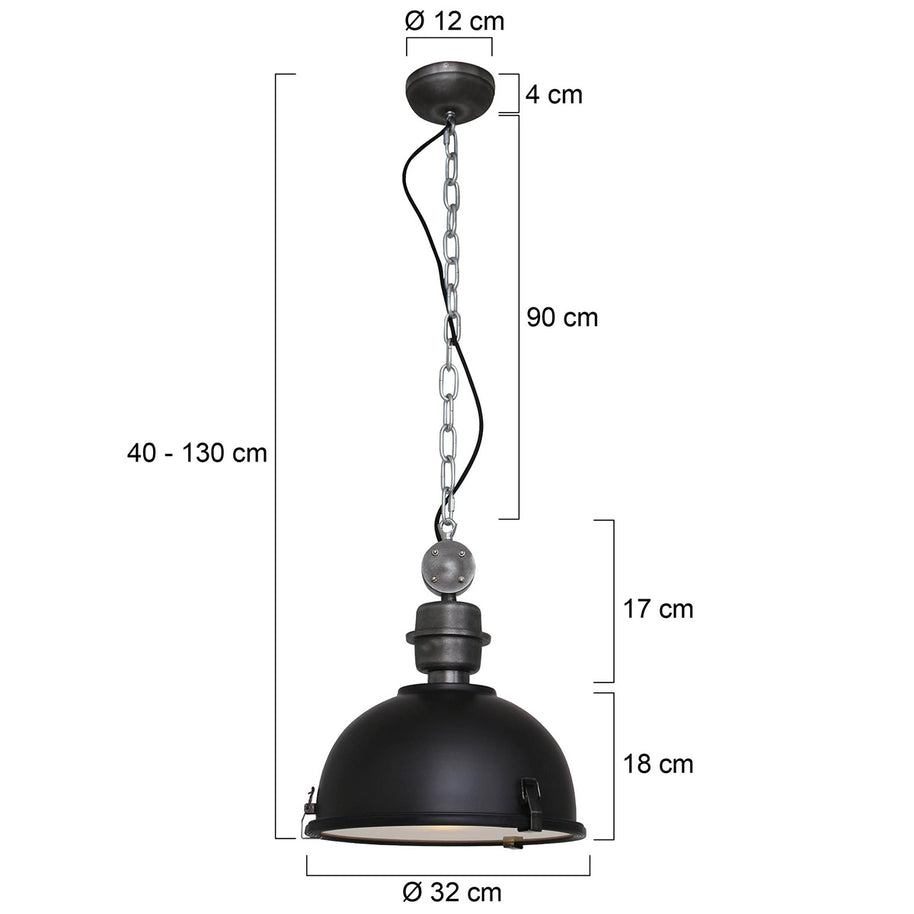 Hanglamp Bikkel 7978ZW - zwarte industriële blikvanger Ø32