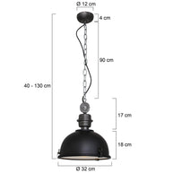 Hanglamp Bikkel 7978ZW - zwarte industriële blikvanger Ø32