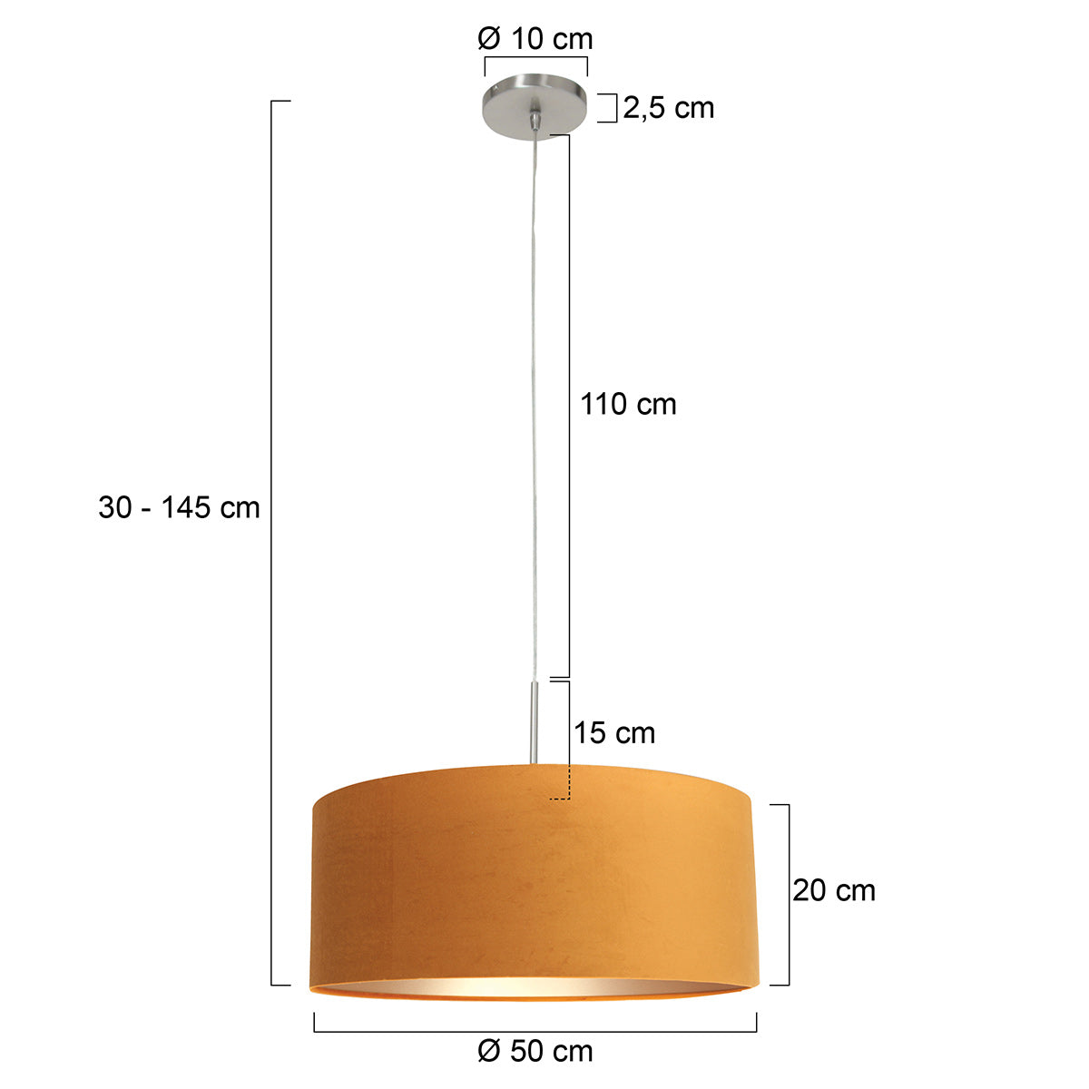 Hanglamp Sparkled Light 8150ST, staal met charmante gouden velours kap