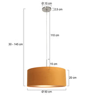 Hanglamp Sparkled Light 8150ST, staal met charmante gouden velours kap