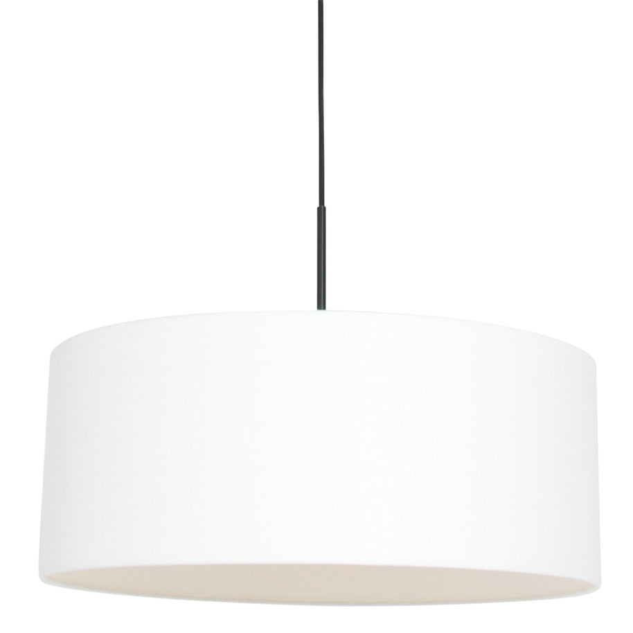 Hanglamp Sparkled Light 8154ZW zwart met wit grof linnen kap