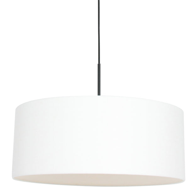 Hanglamp Sparkled Light 8154ZW zwart met wit grof linnen kap