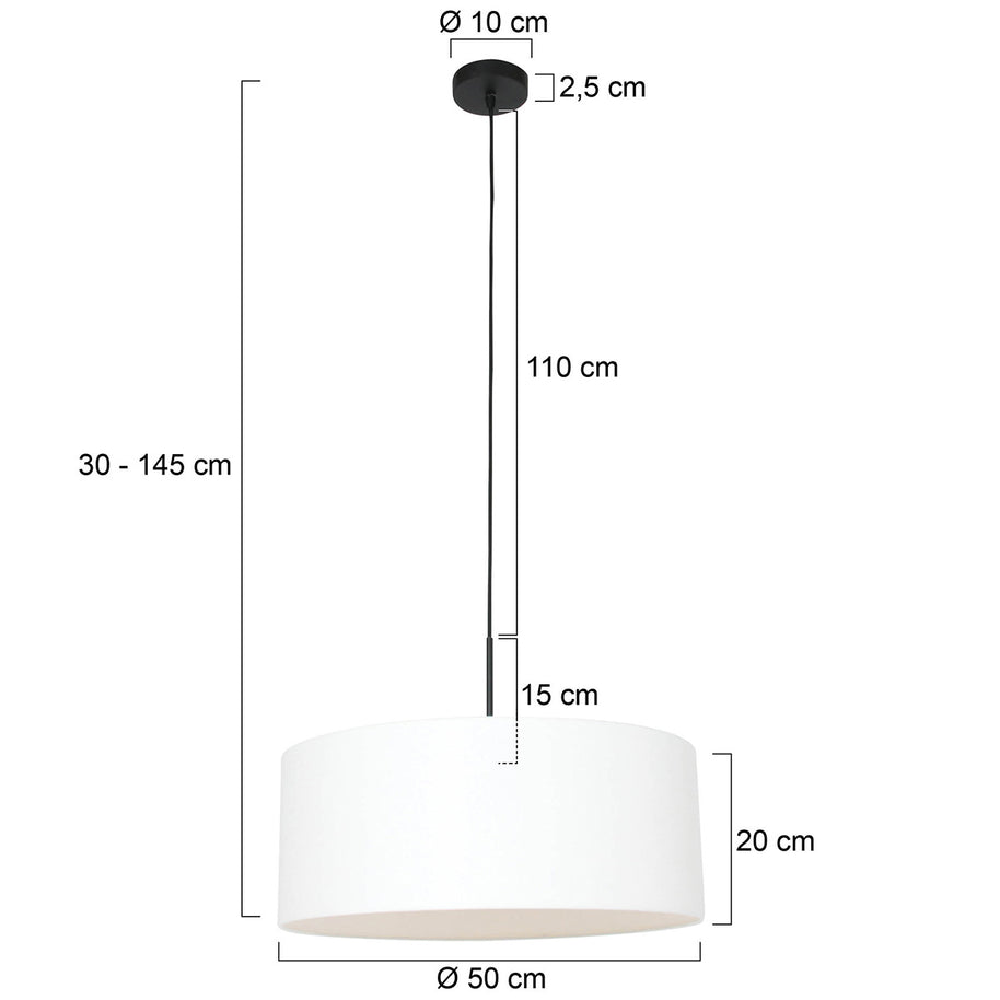 Hanglamp Sparkled Light 8154ZW zwart met wit grof linnen kap