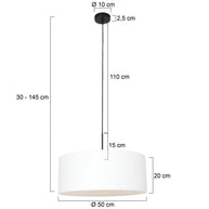 Hanglamp Sparkled Light 8154ZW zwart met wit grof linnen kap