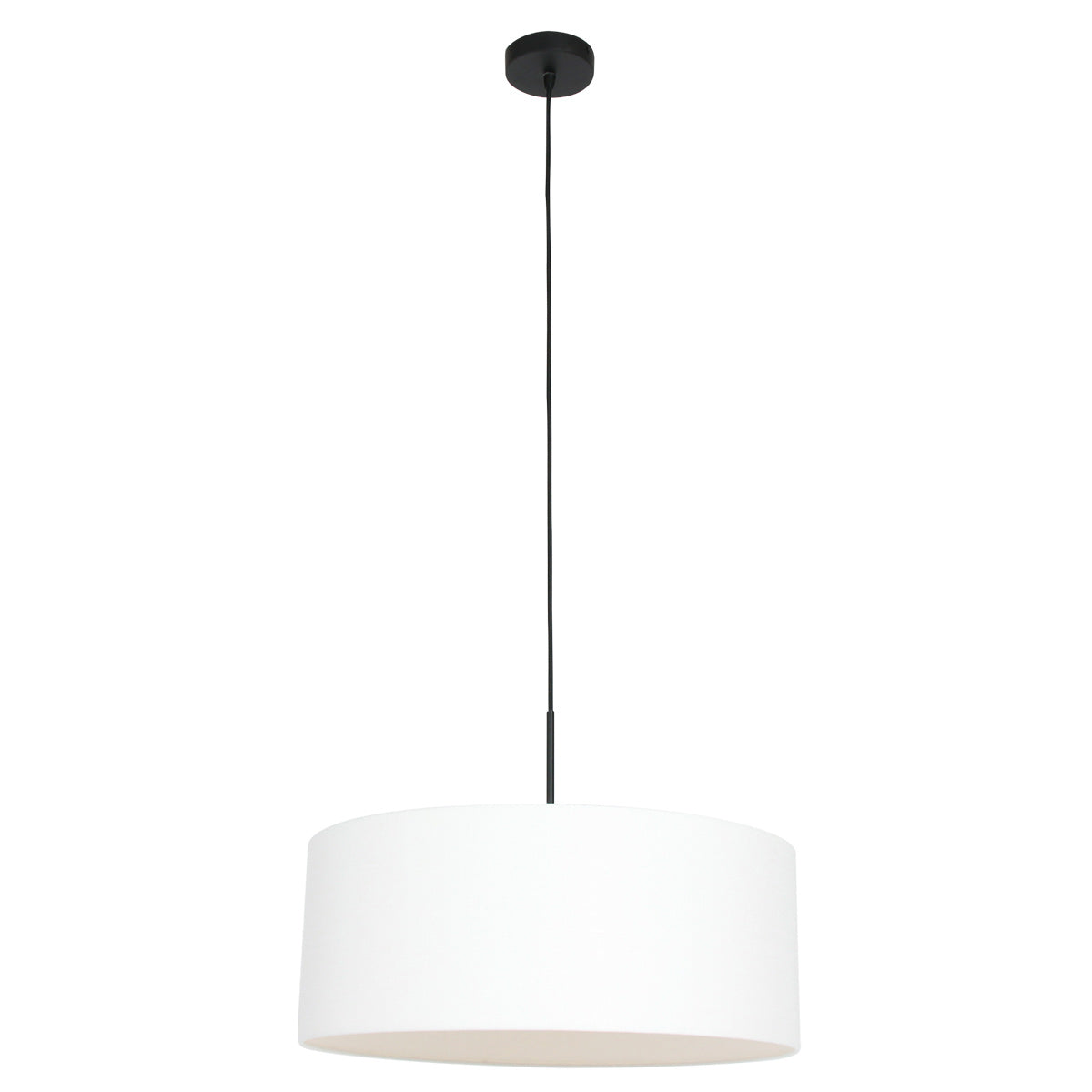 Hanglamp Sparkled Light 8154ZW zwart met wit grof linnen kap