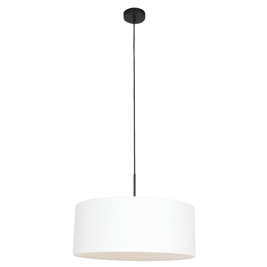 Hanglamp Sparkled Light 8154ZW zwart met wit grof linnen kap