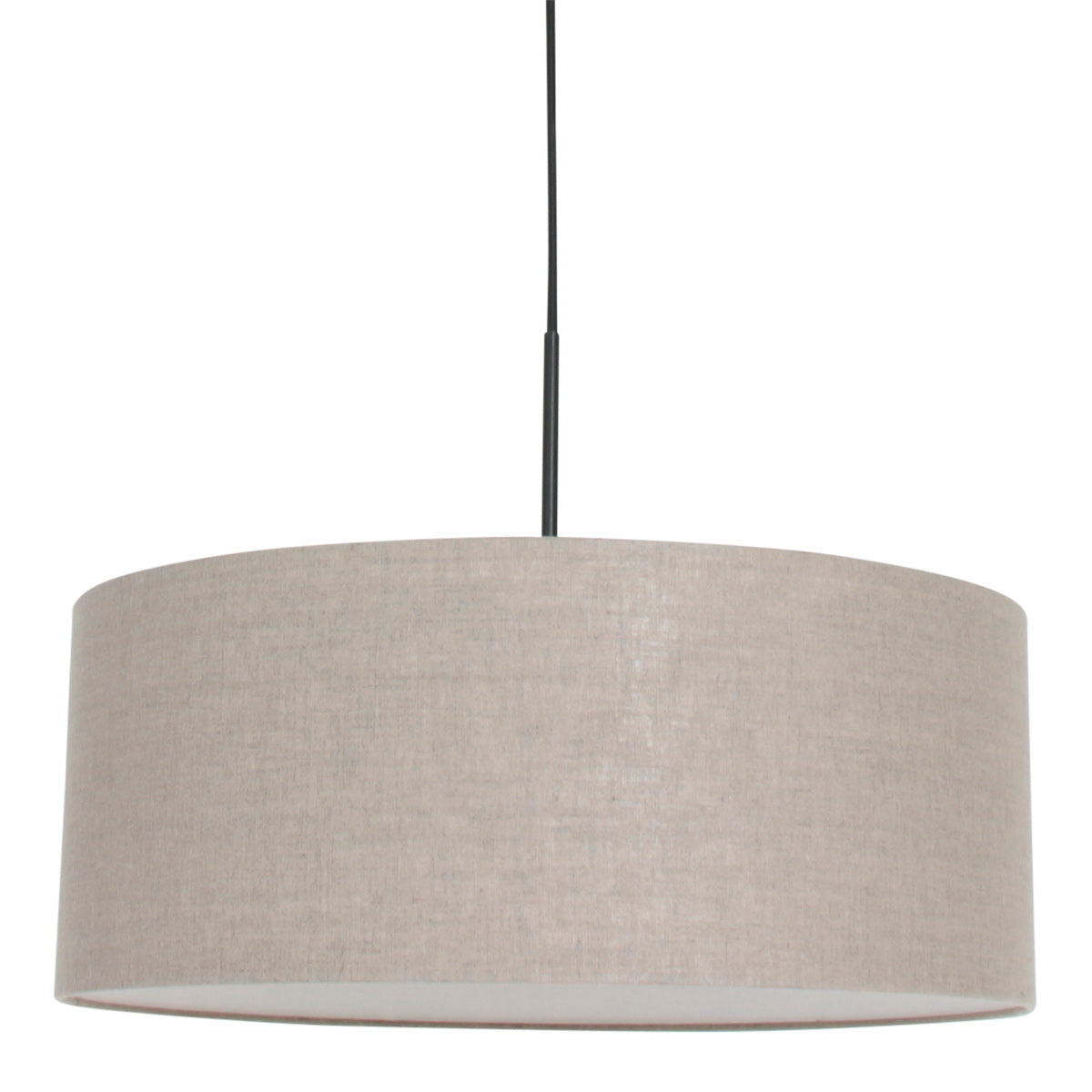Hanglamp Sparkled Light 8155ZW, zwart met een grove grijze linnen kap