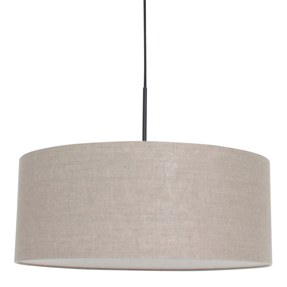 Hanglamp Sparkled Light 8155ZW, zwart met een grove grijze linnen kap