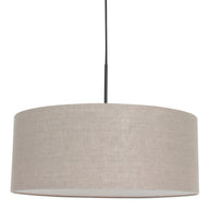 Hanglamp Sparkled Light 8155ZW, zwart met een grove grijze linnen kap