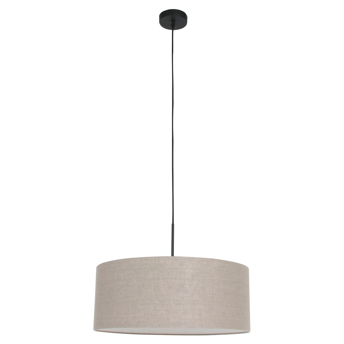 Hanglamp Sparkled Light 8155ZW, zwart met een grove grijze linnen kap