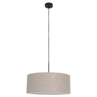 Hanglamp Sparkled Light 8155ZW, zwart met een grove grijze linnen kap