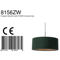 Hanglamp Sparkled Light 8156ZW, zwart met groen velours kap