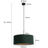 Hanglamp Sparkled Light 8156ZW, zwart met groen velours kap