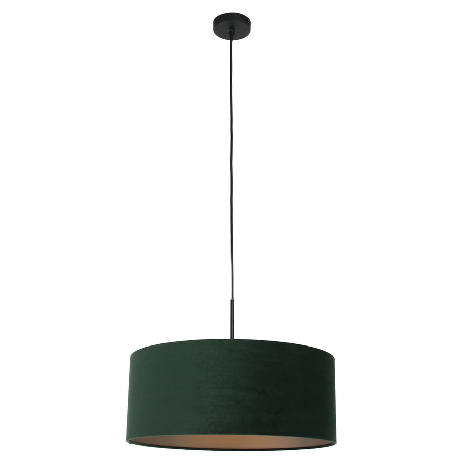 Hanglamp Sparkled Light 8156ZW, zwart met groen velours kap