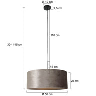 Hanglamp Sparkled Light 8157ZW zwart met grijze luxe velourskap