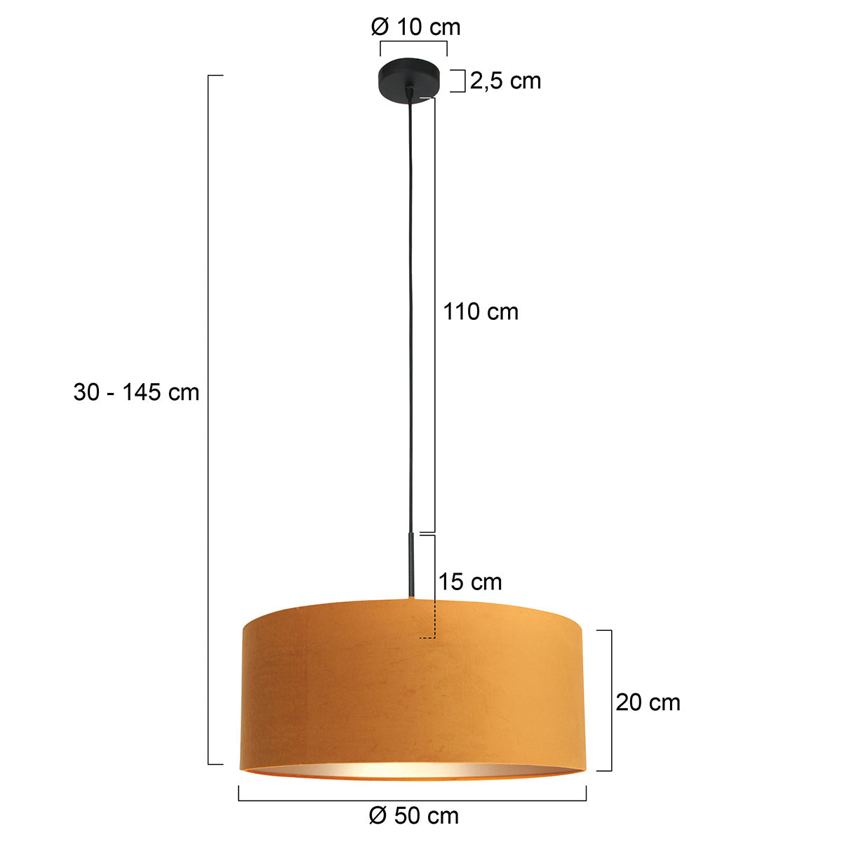 Hanglamp Sparkled Light 8158ZW zwart met charmante gouden velourskap
