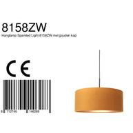 Hanglamp Sparkled Light 8158ZW zwart met charmante gouden velourskap