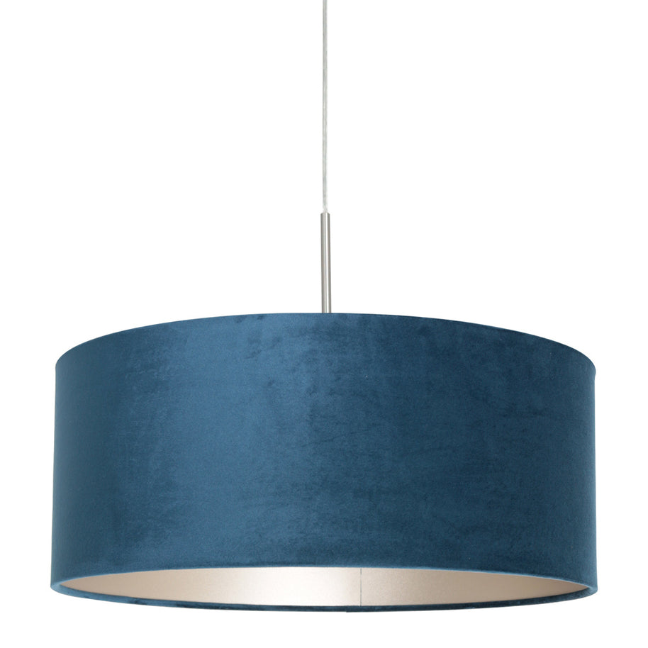 Hanglamp Sparkled Light 8247ST staal met luxe blauwe velourskap