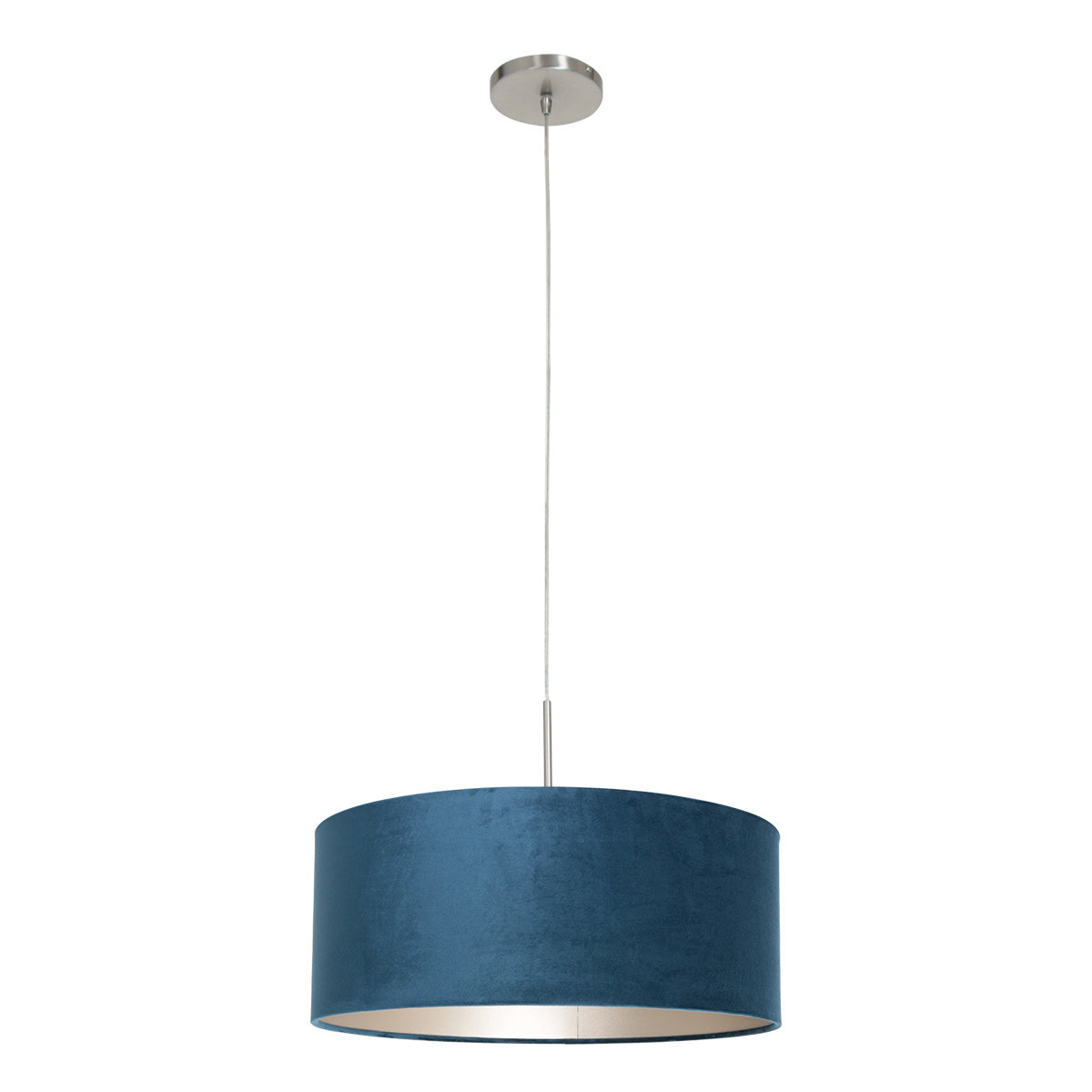 Hanglamp Sparkled Light 8247ST staal met luxe blauwe velourskap
