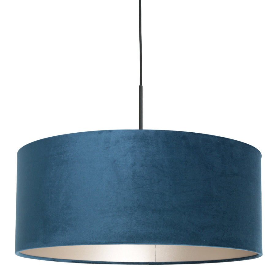 Hanglamp Sparkled Light 8248ZW zwart met luxe blauw velours kap