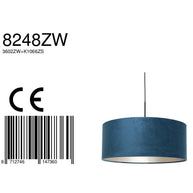 Hanglamp Sparkled Light 8248ZW zwart met luxe blauw velours kap