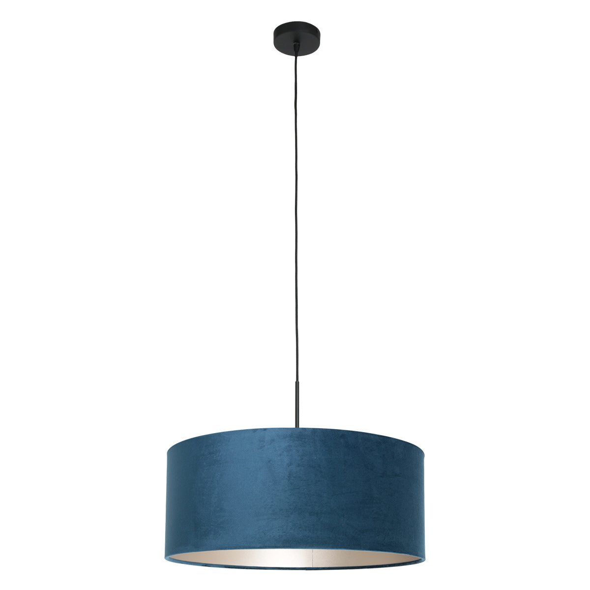 Hanglamp Sparkled Light 8248ZW zwart met luxe blauw velours kap