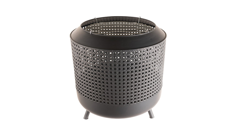 Midland vuurkorf met barbecuegrill zwart