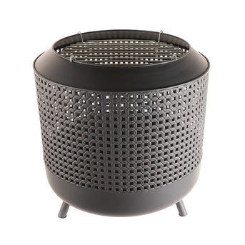 Midland vuurkorf met barbecuegrill zwart