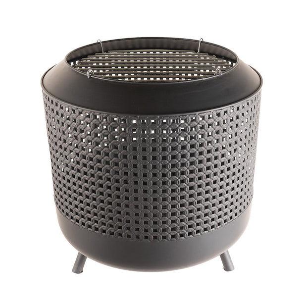 Midland vuurkorf met barbecuegrill zwart
