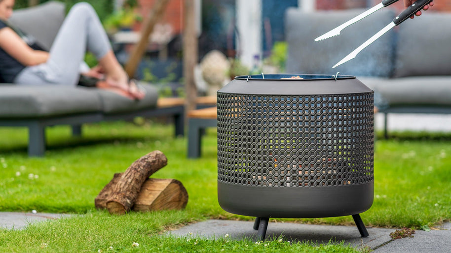 Midland vuurkorf met barbecuegrill zwart