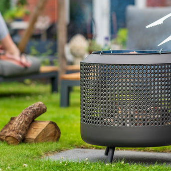 Midland vuurkorf met barbecuegrill zwart