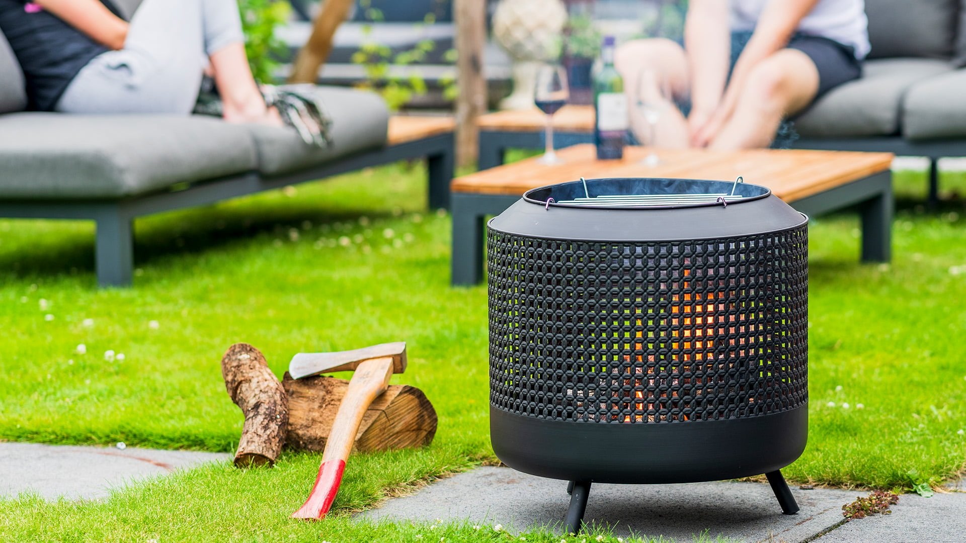 Midland vuurkorf met barbecuegrill zwart