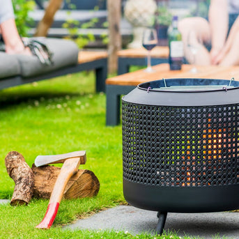 Midland vuurkorf met barbecuegrill zwart
