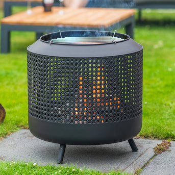 Midland vuurkorf met barbecuegrill zwart