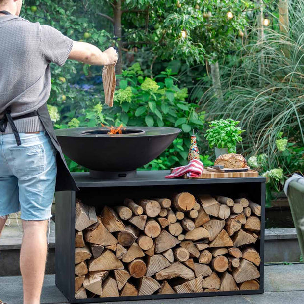 ONYX barbecuetafel 80 cm zwart