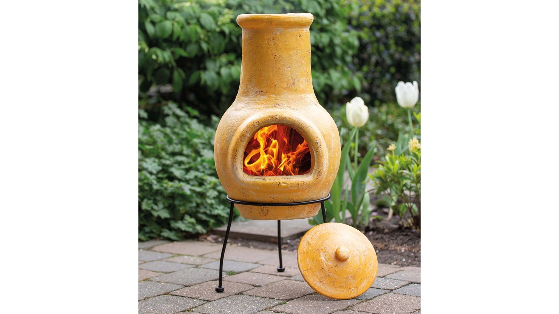 Tampico tuinhaard van klei, geel
