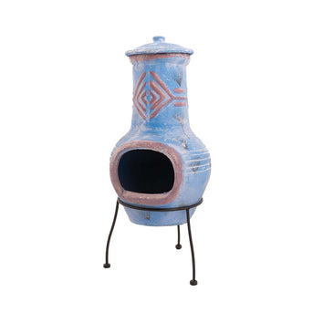 Chiminea Colima Kleihaard Blauw/Rood