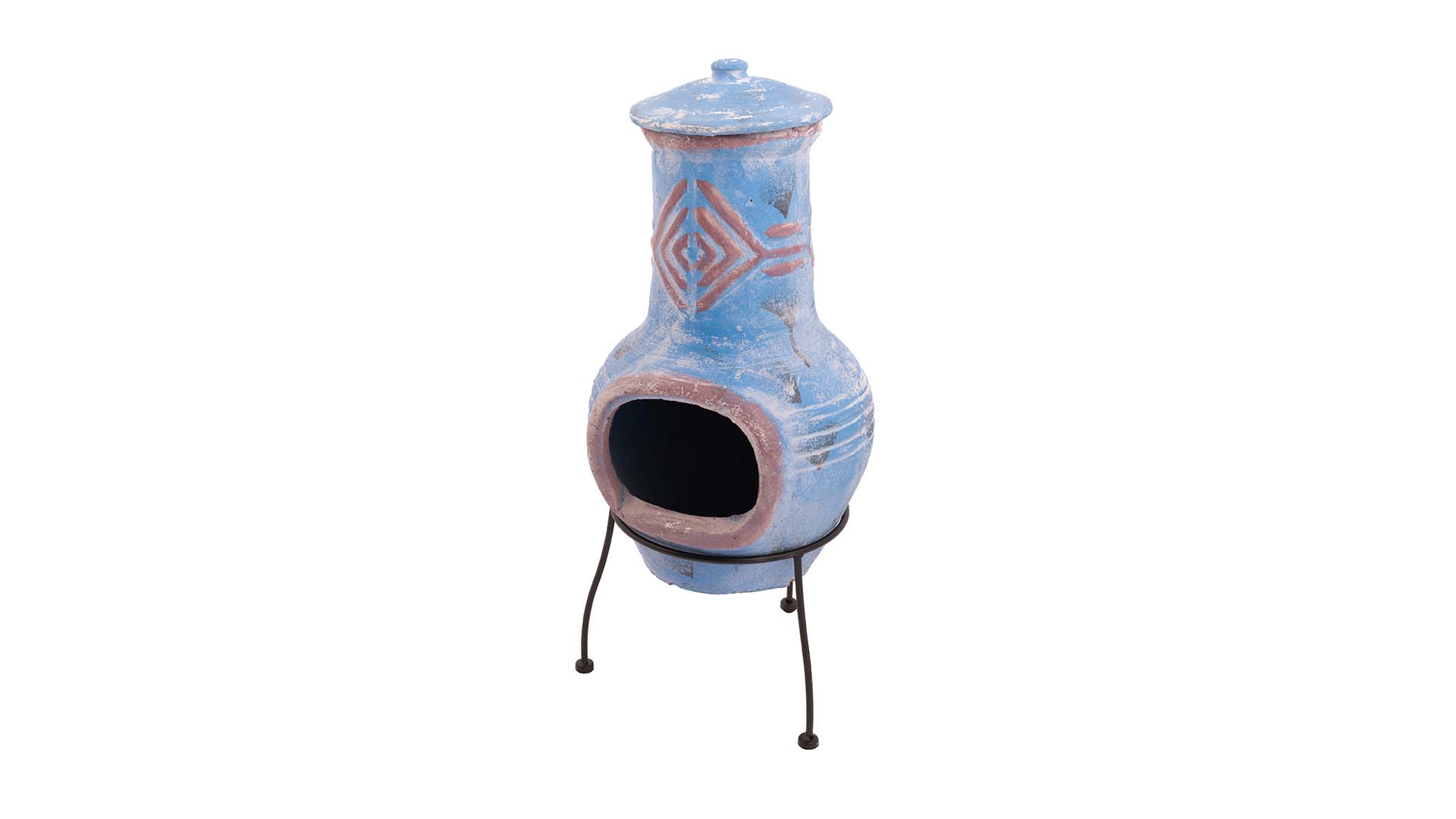 Chiminea Colima Kleihaard Blauw/Rood