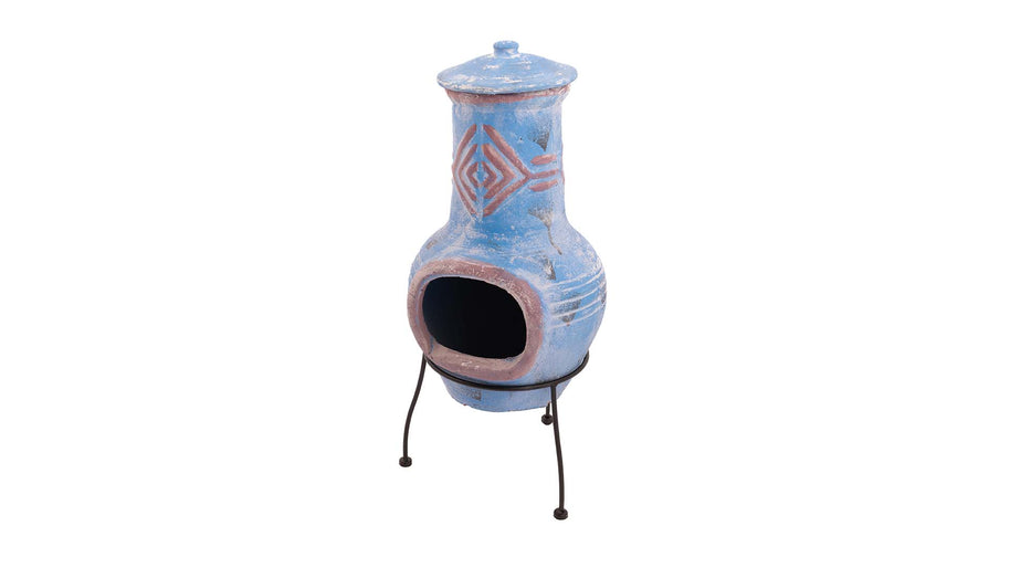 Chiminea Colima Kleihaard Blauw/Rood