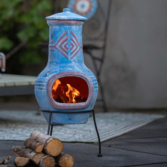 Chiminea Colima Kleihaard Blauw/Rood