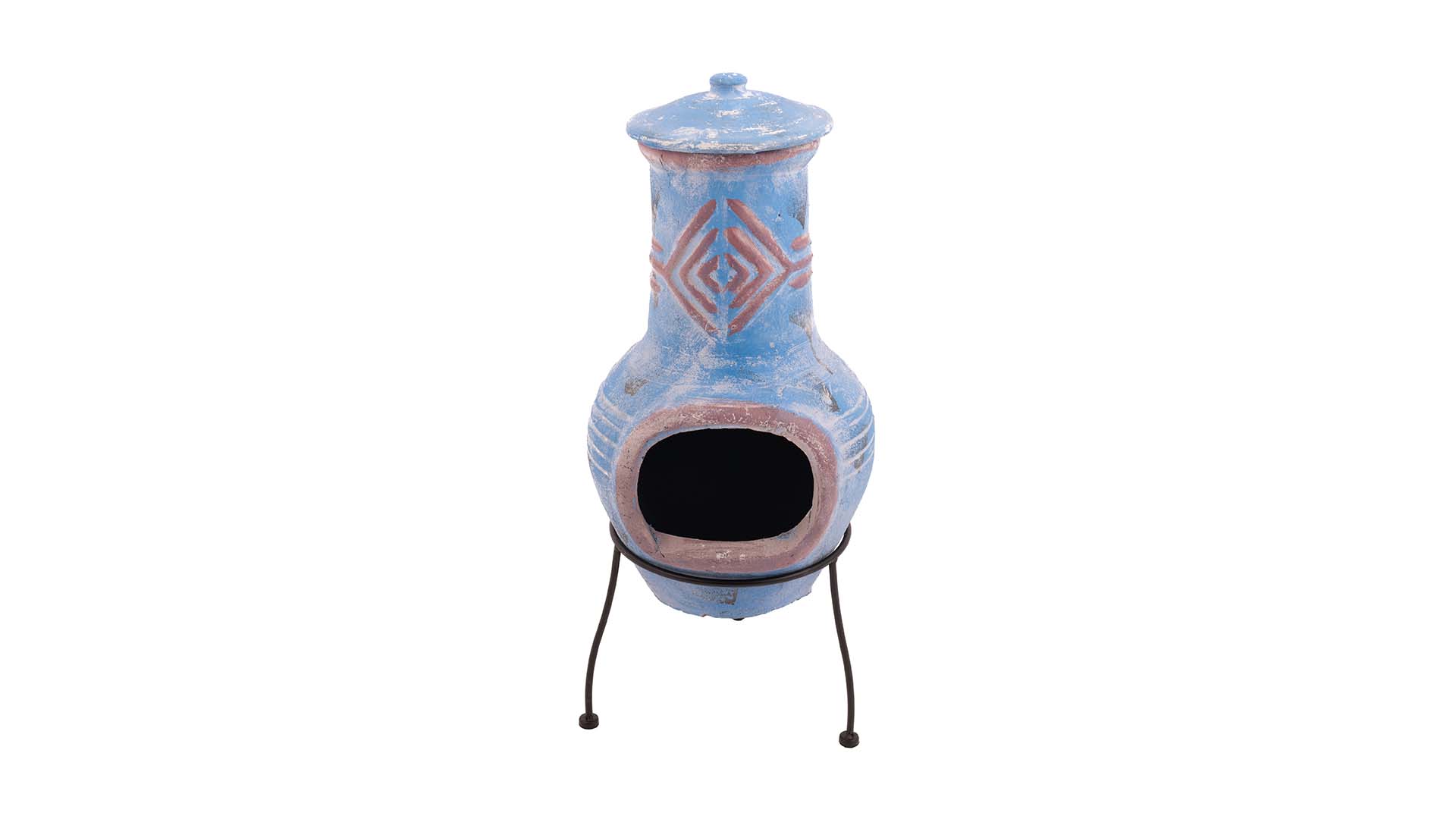 Chiminea Colima Kleihaard Blauw/Rood