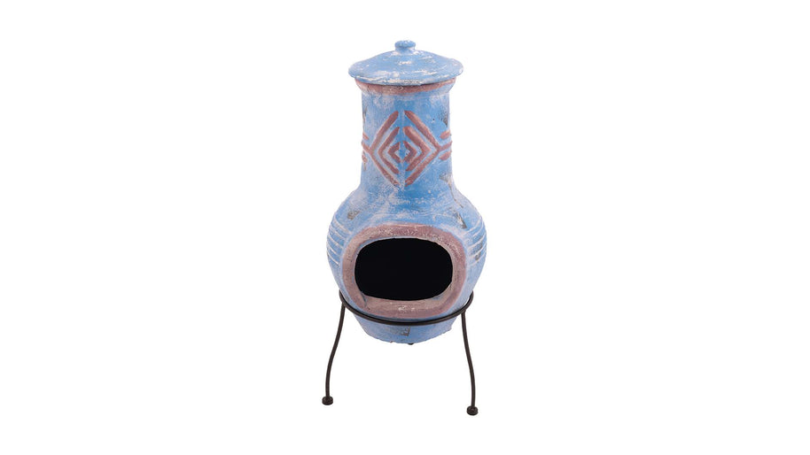 Chiminea Colima Kleihaard Blauw/Rood