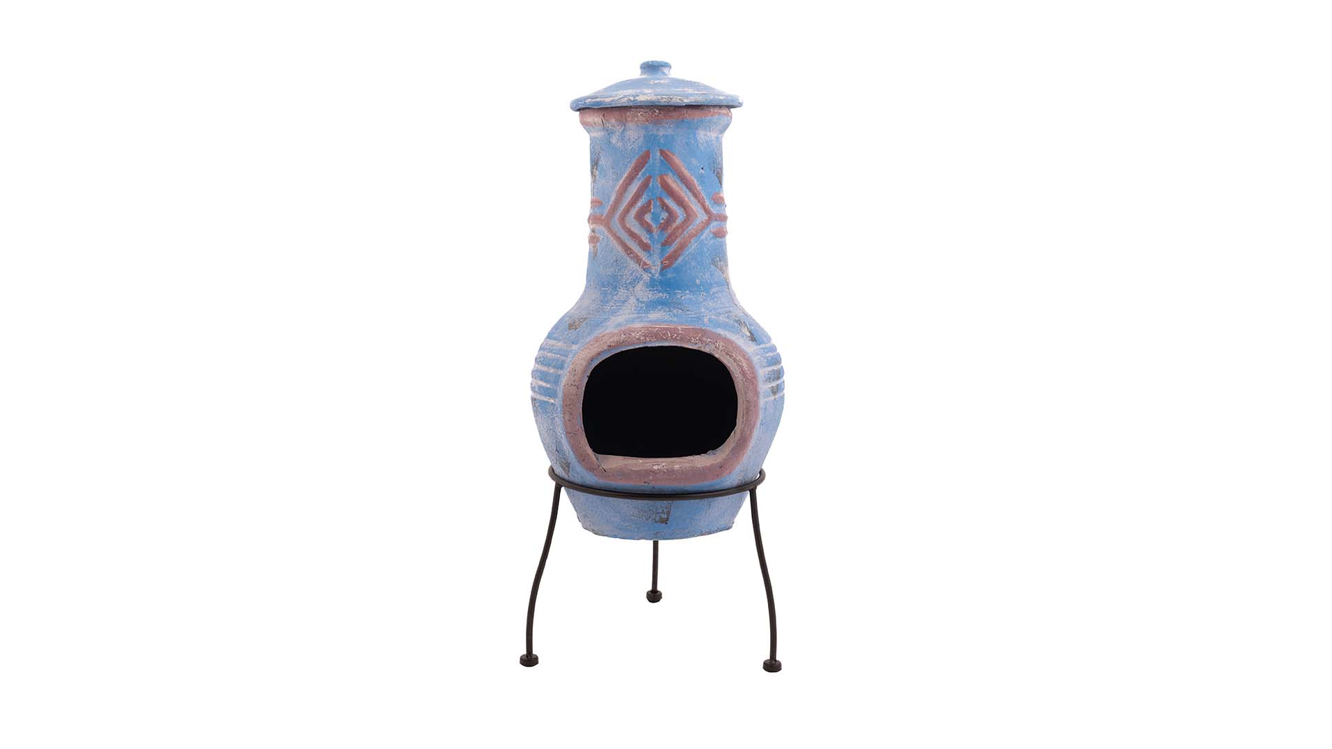 Chiminea Colima Kleihaard Blauw/Rood