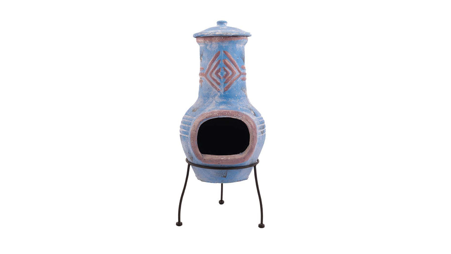 Chiminea Colima Kleihaard Blauw/Rood
