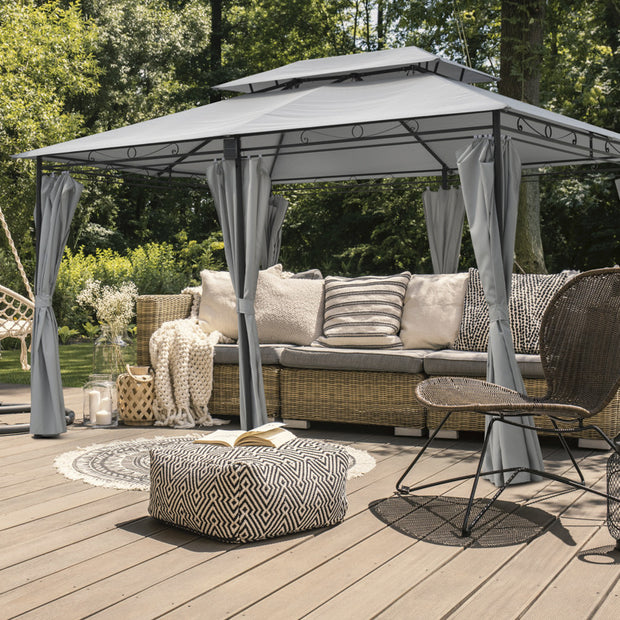 Intimo Garden - Luxe prieel Vernazza grijs + LED-verlichting + schaduwdoeken