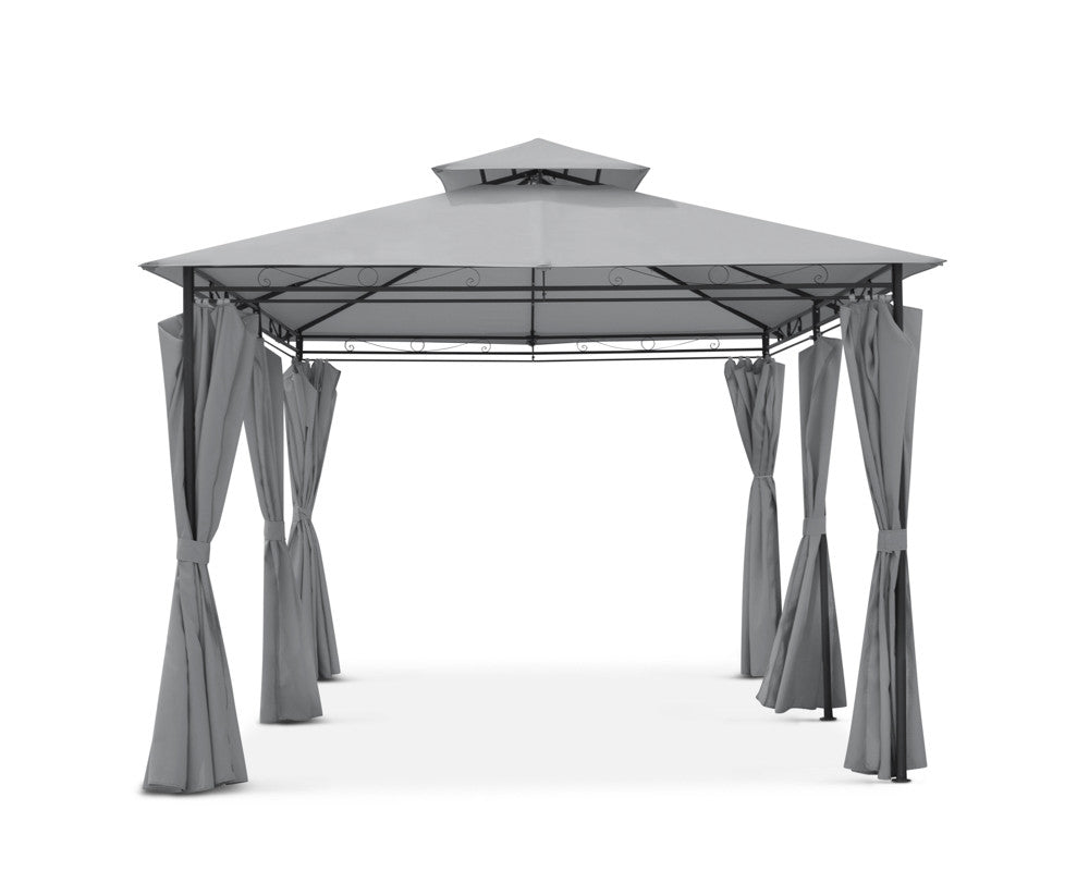 Intimo Garden - Luxe prieel Vernazza grijs + LED-verlichting + schaduwdoeken