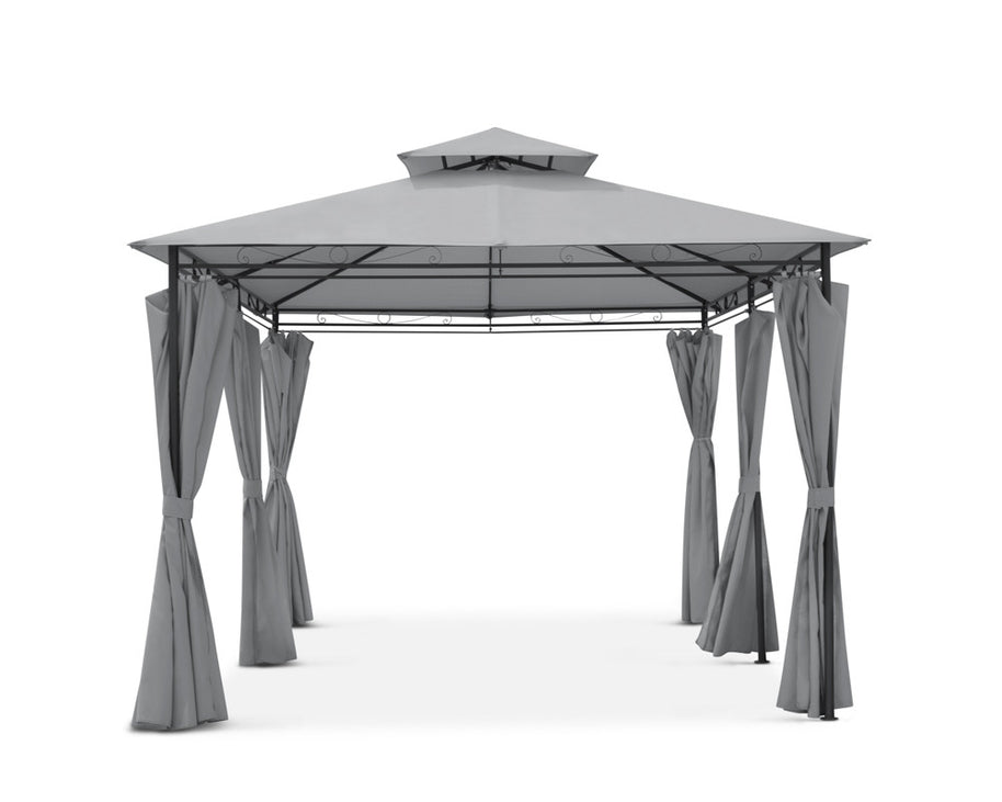 Intimo Garden - Luxe prieel Vernazza grijs + LED-verlichting + schaduwdoeken
