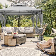 Intimo Garden - Luxe prieel Vernazza grijs + LED-verlichting + schaduwdoeken